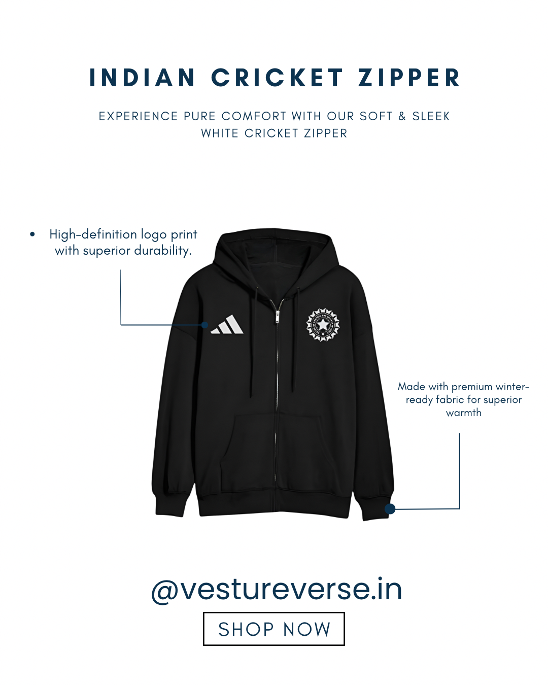 Team India Zipper — Black