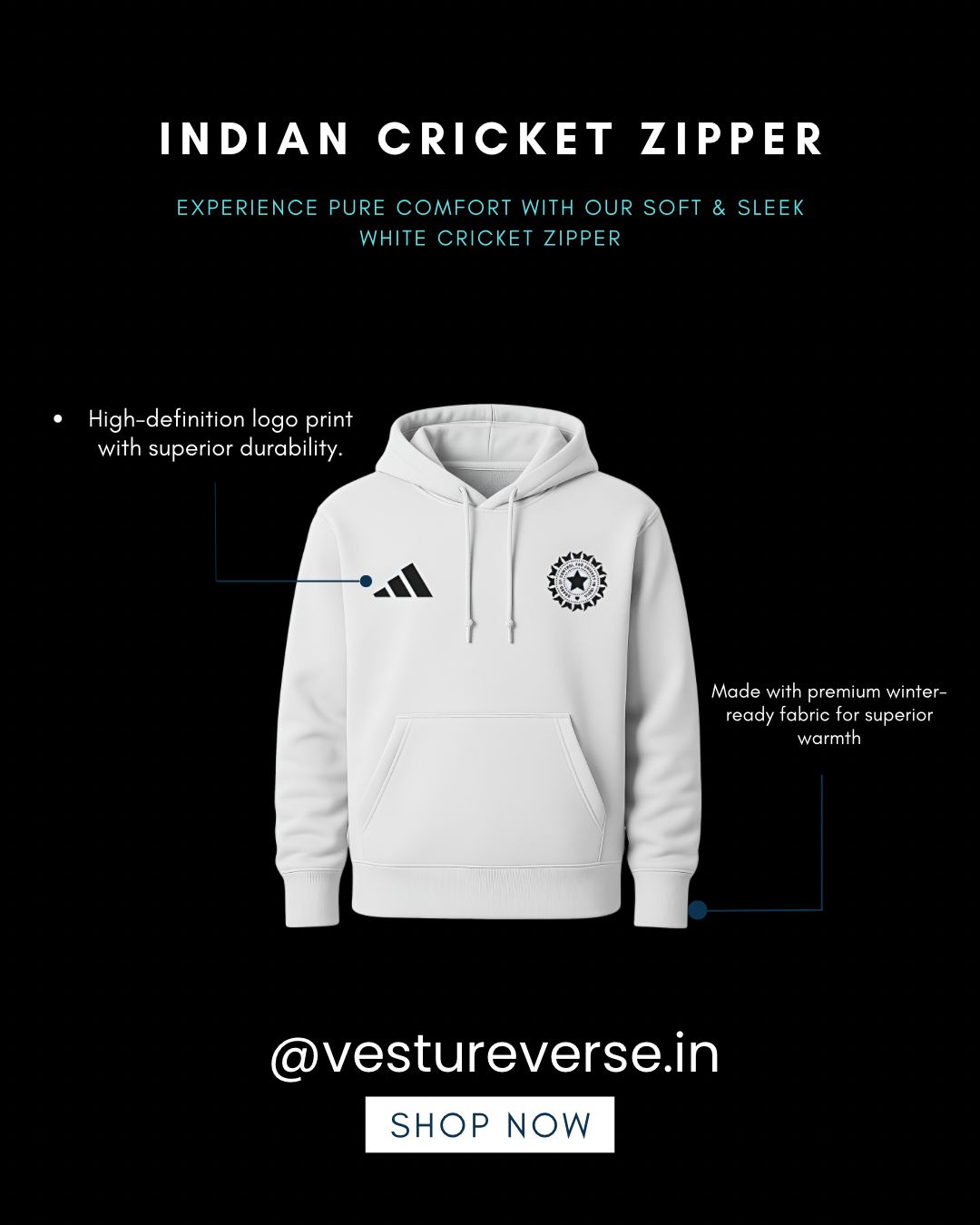 Team India Hoodie — White